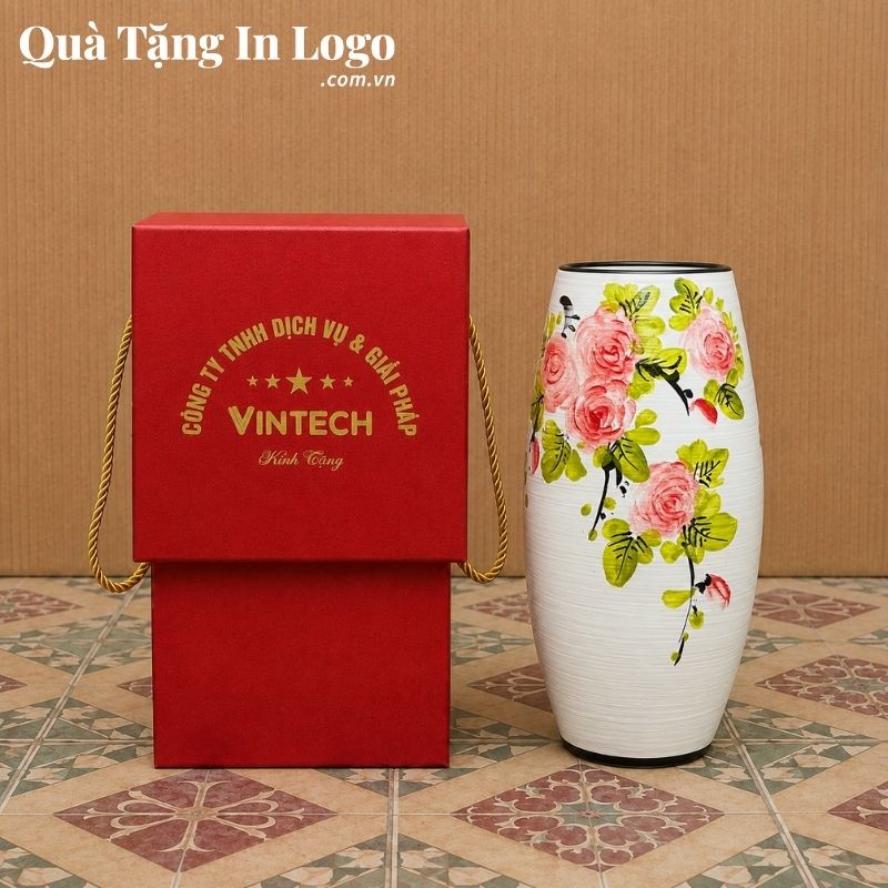 Lọ Hoa Gốm Sứ Quà Tặng In Logo - Ảnh 10