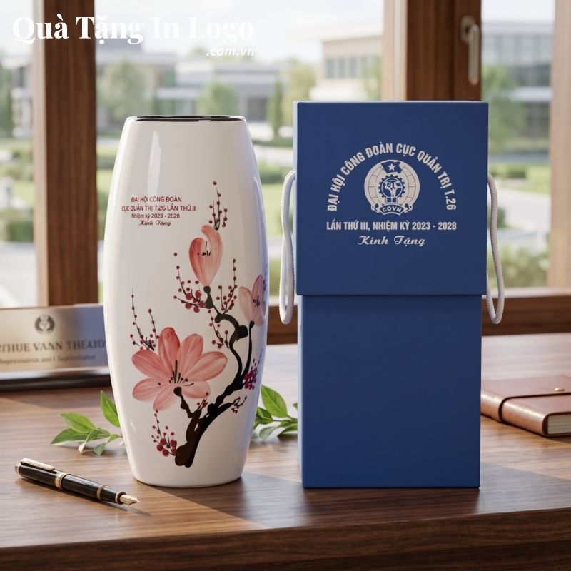 Lọ Hoa Gốm Sứ Quà Tặng In Logo - Ảnh 63
