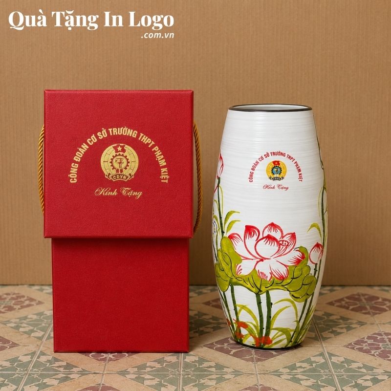 Lọ Hoa Gốm Sứ Quà Tặng In Logo - Ảnh 6