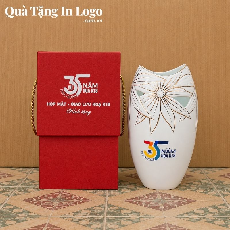 Lọ Hoa Gốm Sứ Quà Tặng In Logo - Ảnh 3