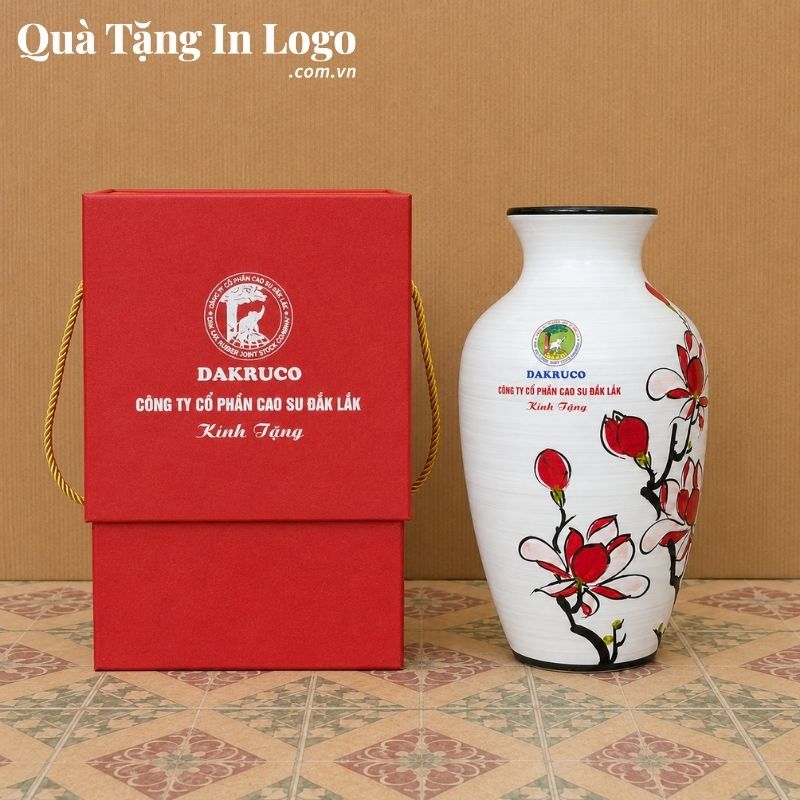 Lọ Hoa Gốm Sứ Quà Tặng In Logo - Ảnh 2