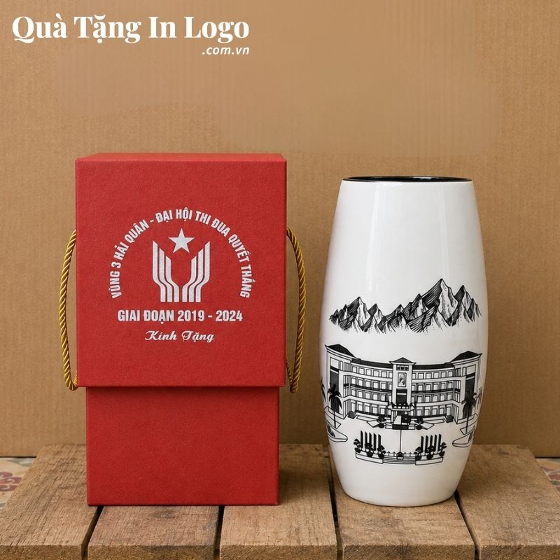 Lọ Hoa Gốm Sứ Quà Tặng In Logo - Ảnh 28