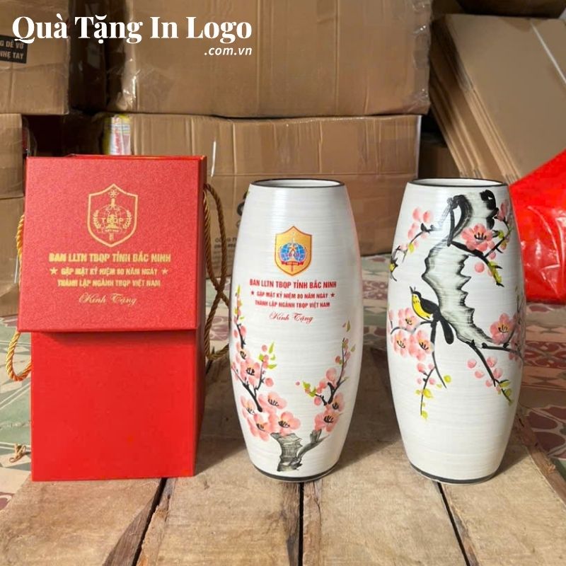 Lọ Hoa Gốm Sứ Quà Tặng In Logo - Ảnh 78