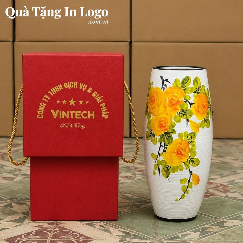 Lọ Hoa Gốm Sứ Quà Tặng In Logo - Ảnh 13