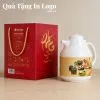 Phích giữ nhiệt Rạng Đông màu trắng in họa tiết Tết kèm hộp quà