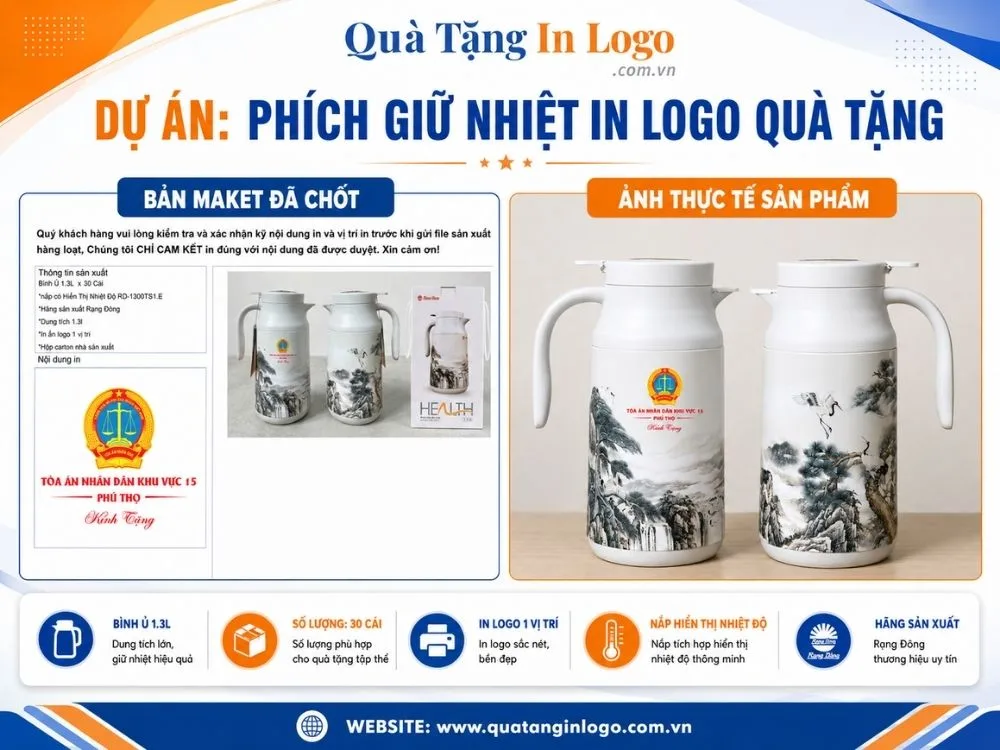 Dự án phích giữ nhiệt Rạng Đông in logo