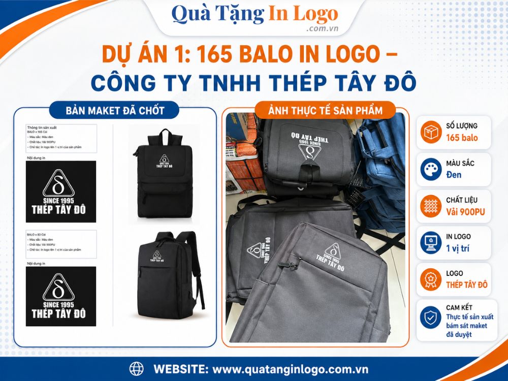 Dự án quà tặng balo in logo