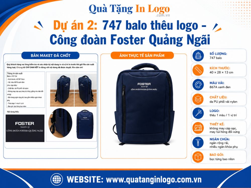 Dự án quà tặng balo in logo