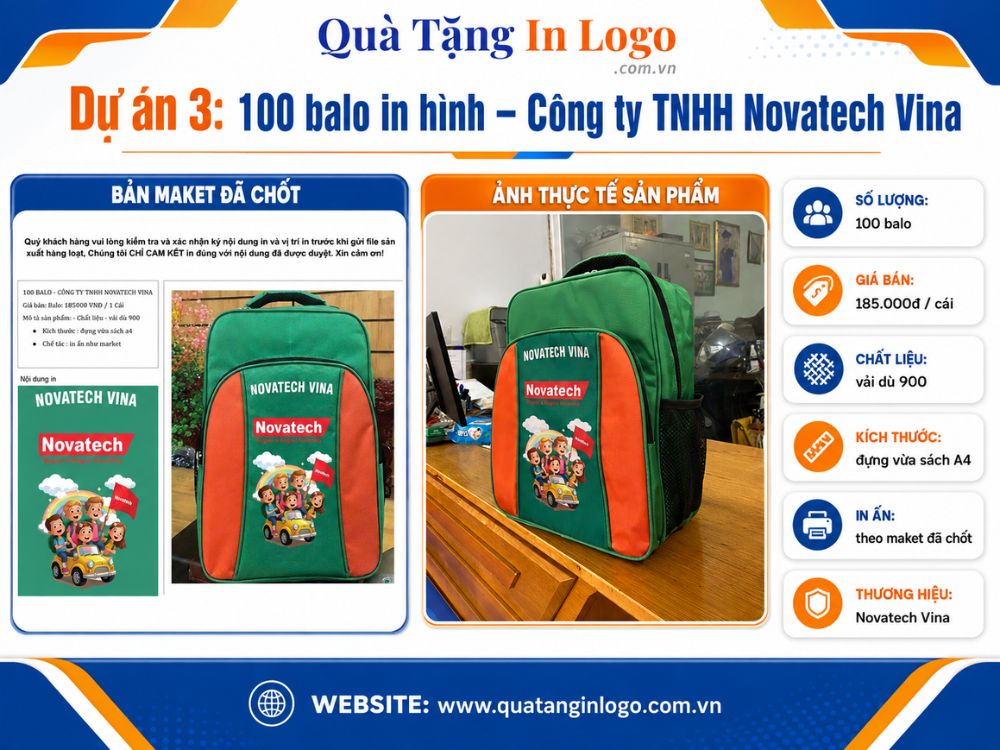 Dự án quà tặng balo in logo