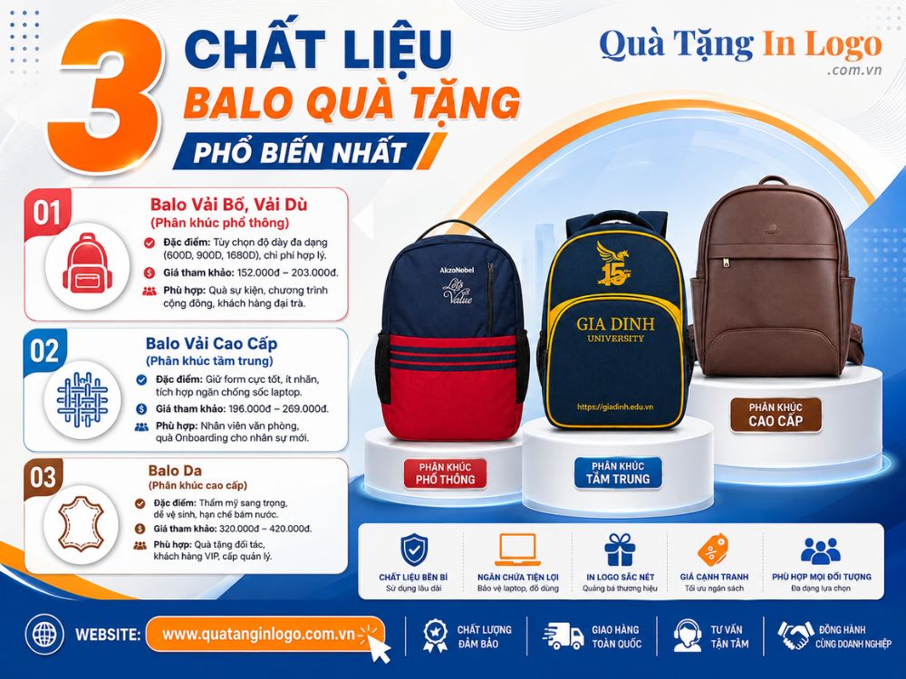3 chất liệu balo quà tặng phổ biến, chất lượng cao