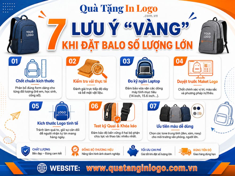Một số lưu ý khi đặt balo in/thêu logo số lượng lớn