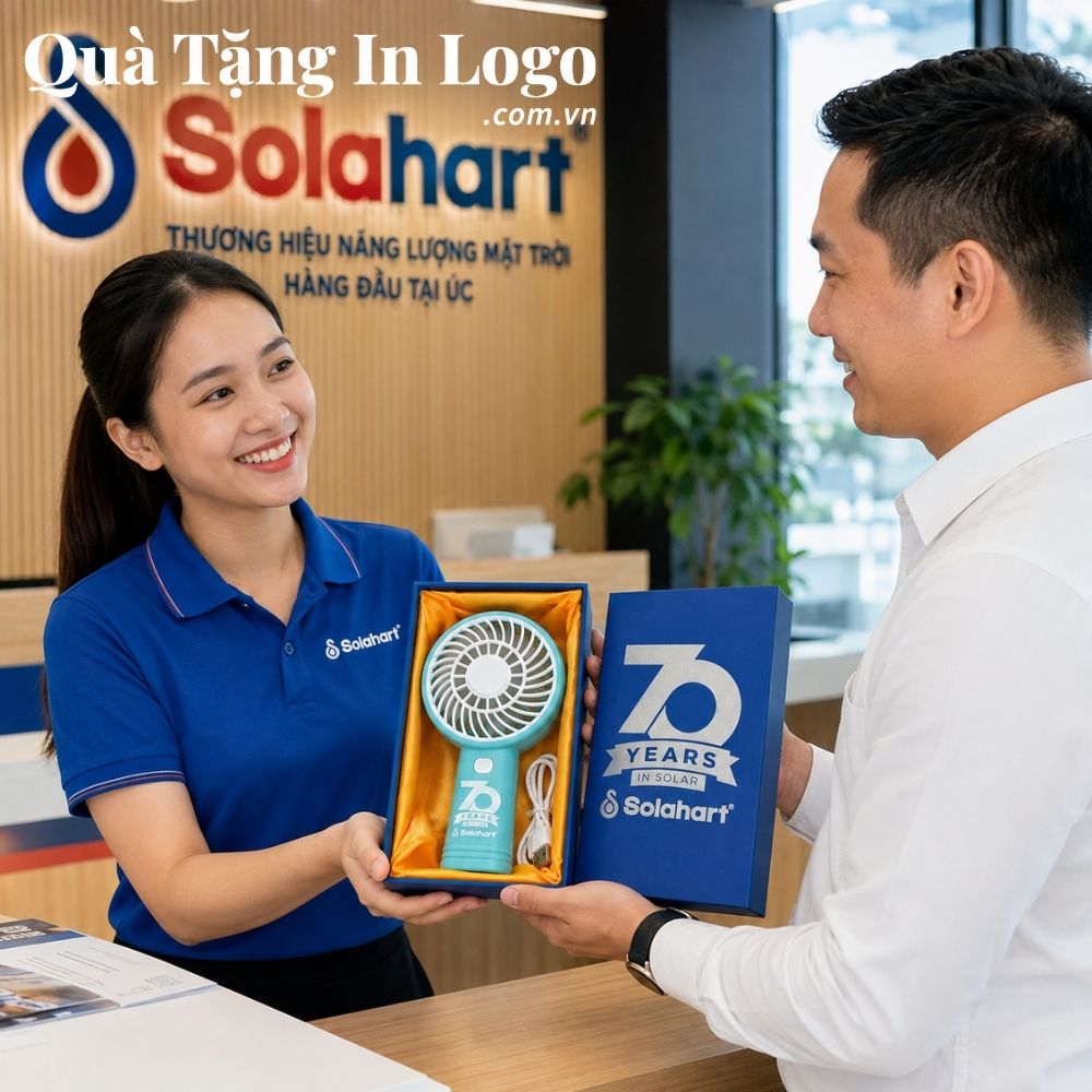 Quạt điện mini in logo
