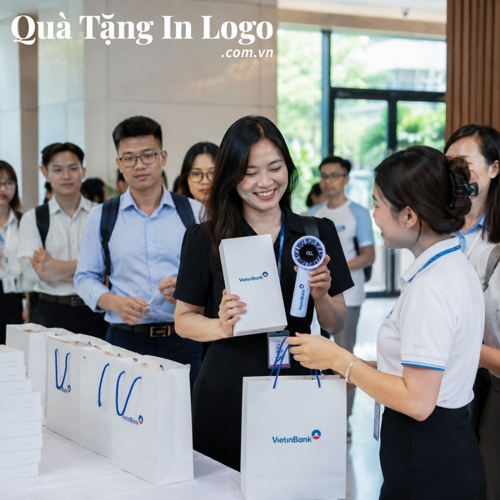 Quạt điện mini in logo