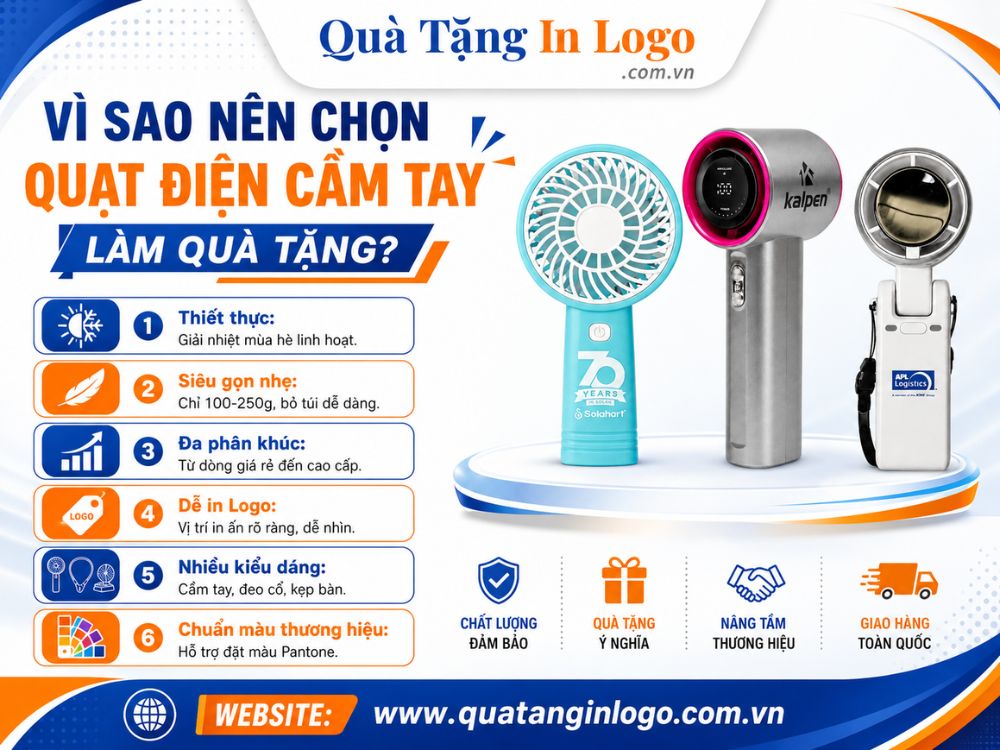 6 lý do chọn quạt điện cầm tay in logo