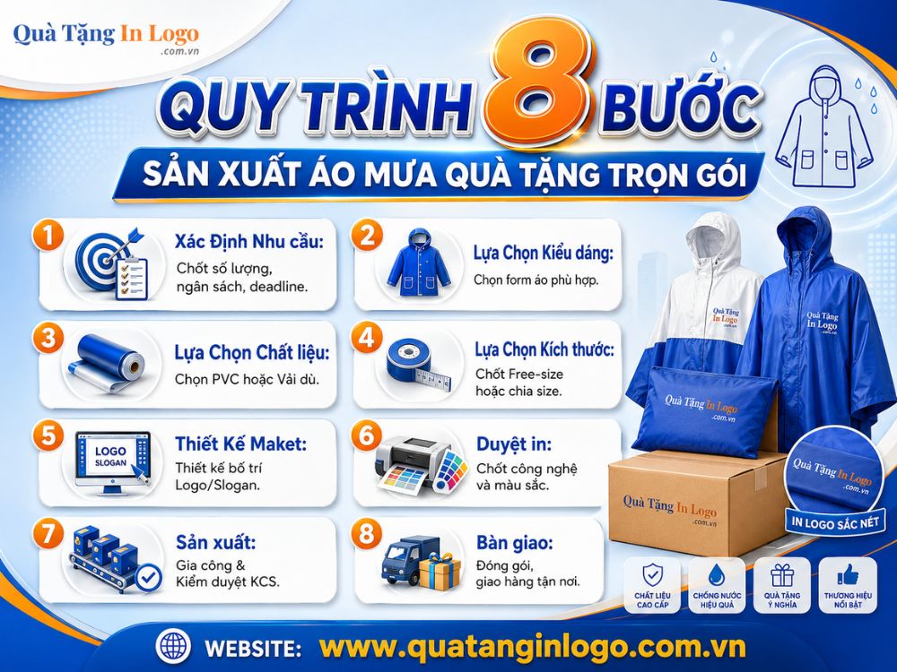 Quy trình đặt hàng áo mưa quà tặng in logo