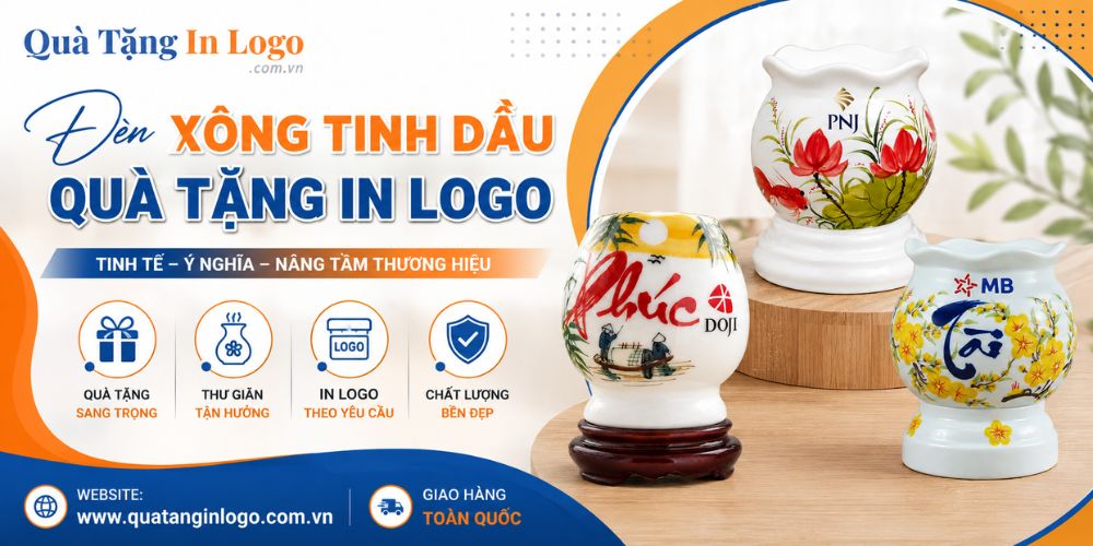 Đèn xông tinh dầu in logo quà tặng