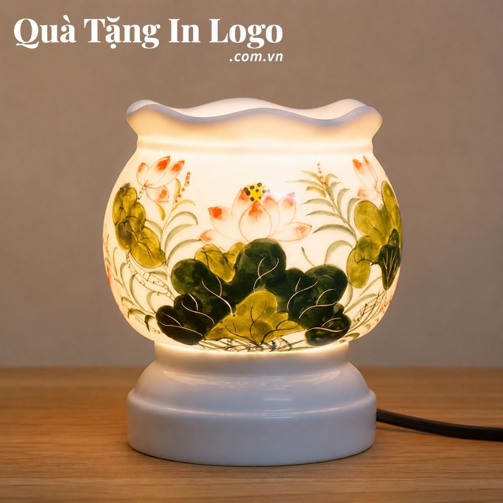 Đèn xông tinh dầu in logo quà tặng