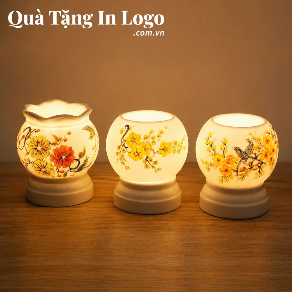 Đèn xông tinh dầu in logo quà tặng