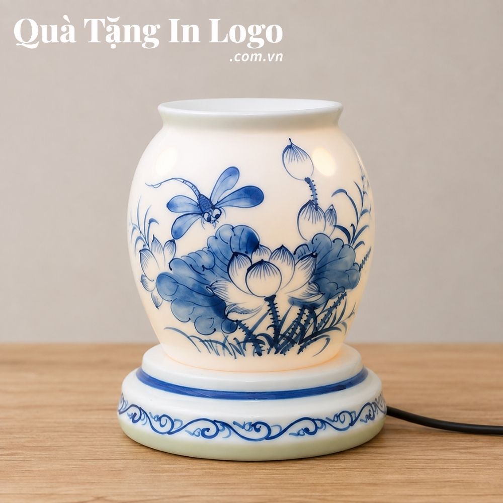Đèn xông tinh dầu in logo quà tặng