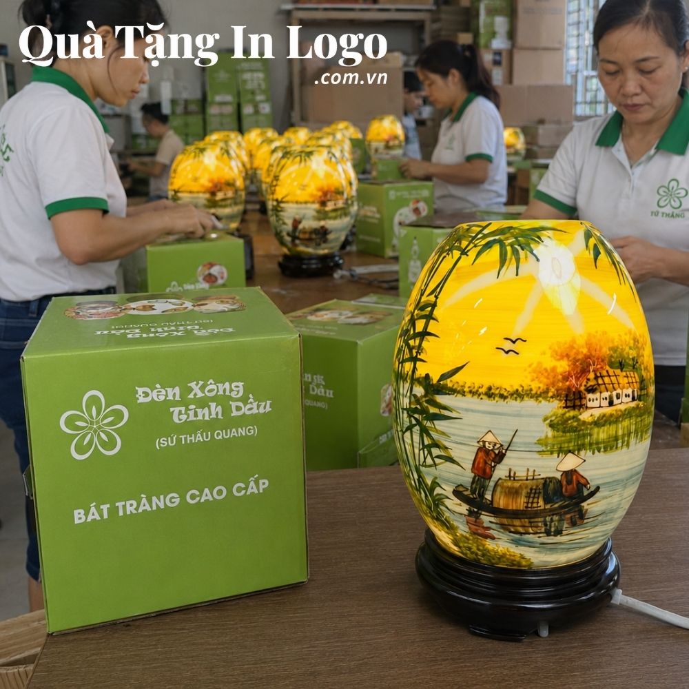 Đèn xông tinh dầu in logo quà tặng