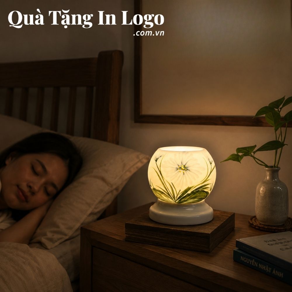 Đèn xông tinh dầu in logo quà tặng