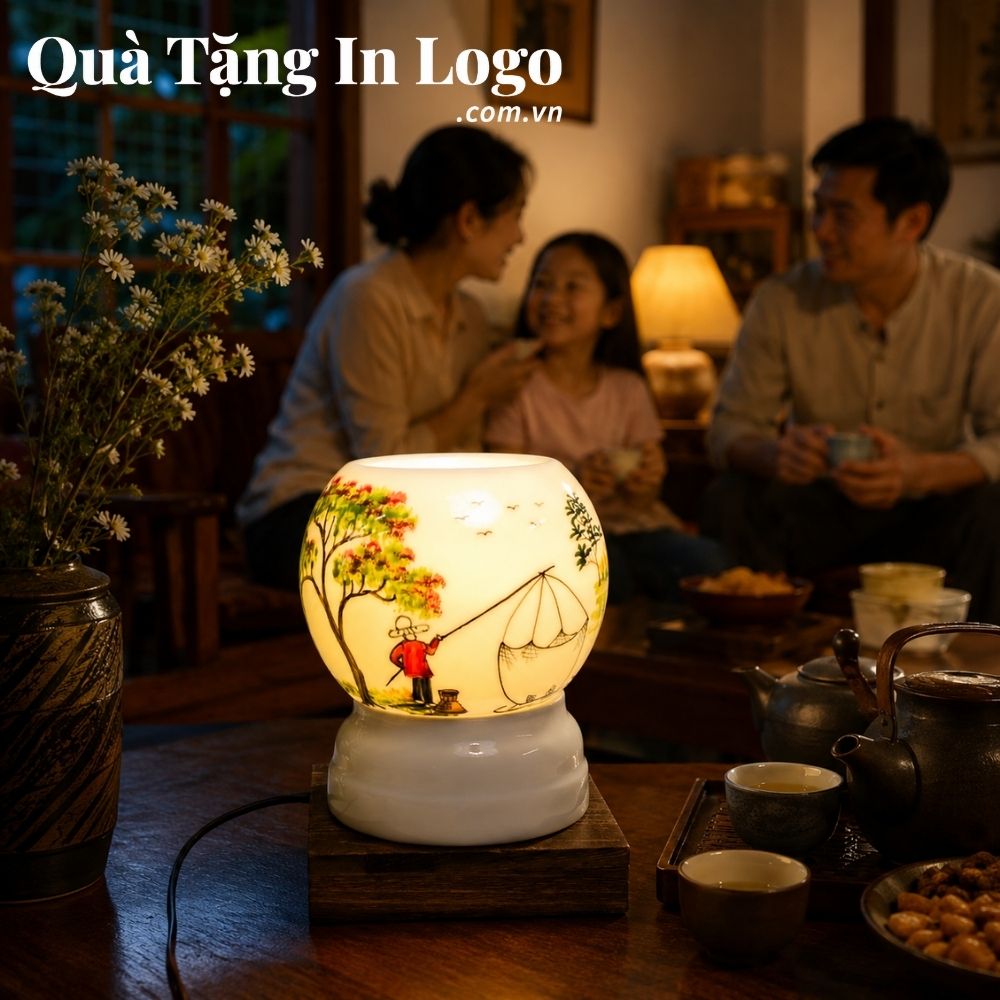 Đèn xông tinh dầu in logo quà tặng