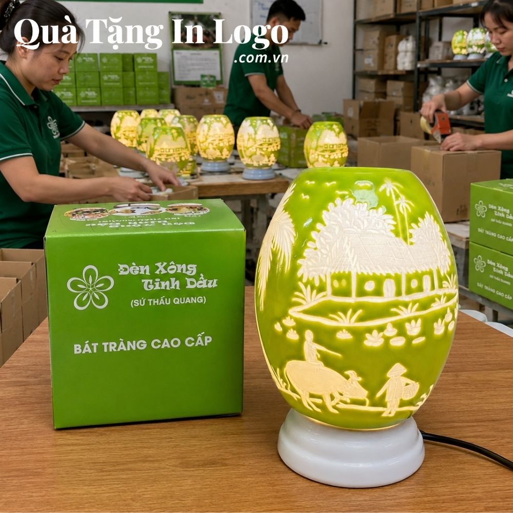 Đèn xông tinh dầu in logo quà tặng
