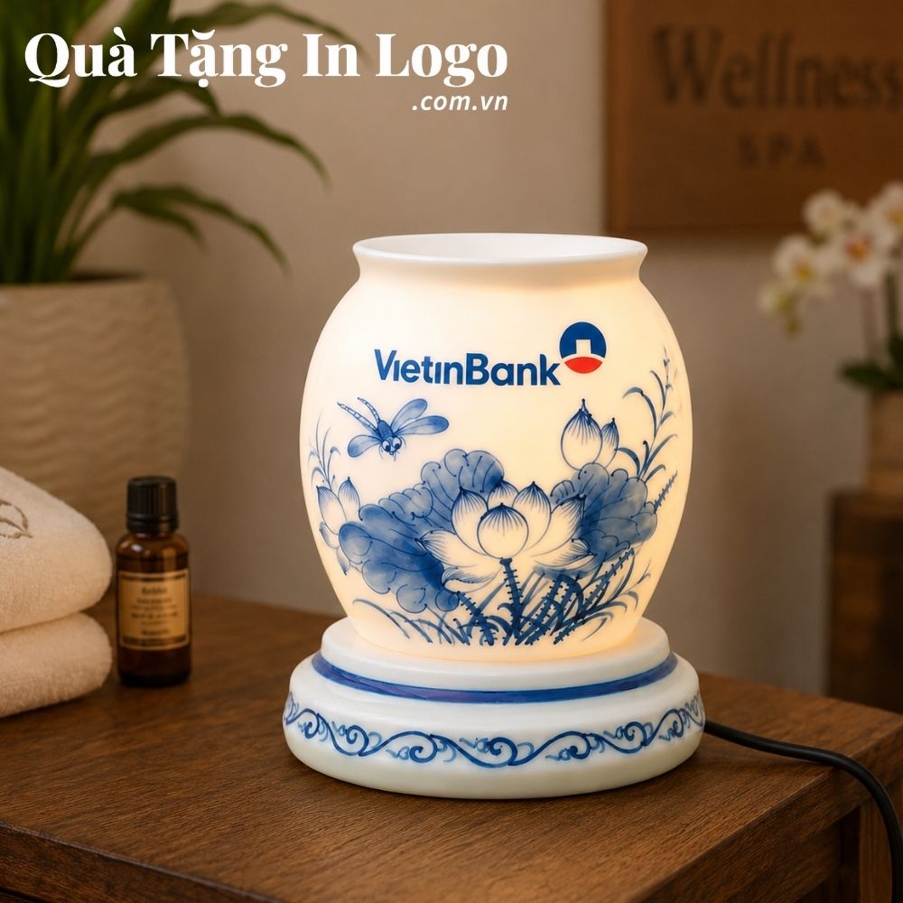 Đèn xông tinh dầu in logo quà tặng