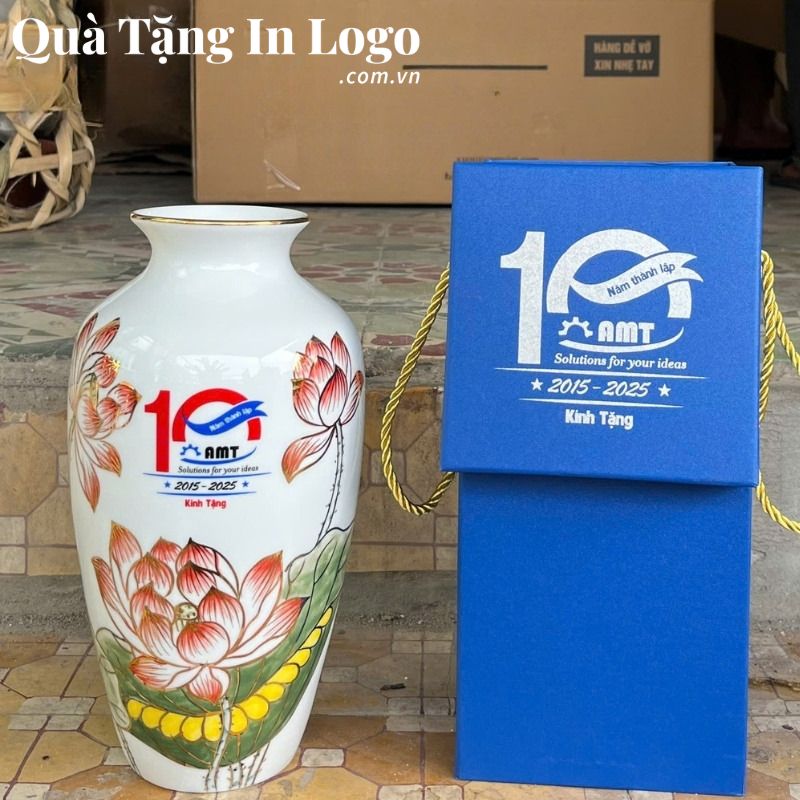 Bình hoa quà tặng in logo