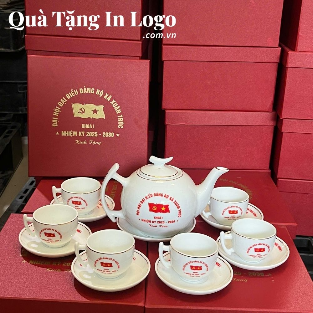 Bộ ấm chén quà tặng in logo