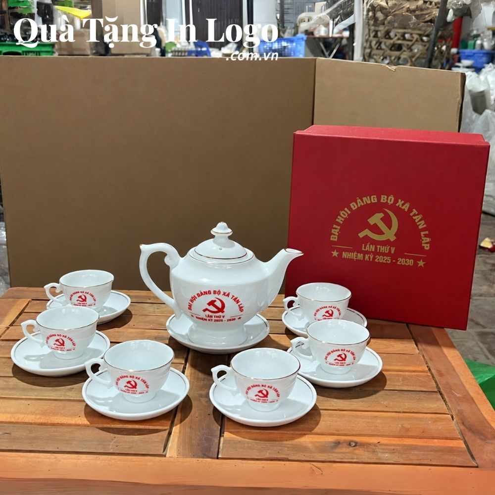 Bộ ấm chén quà tặng in logo
