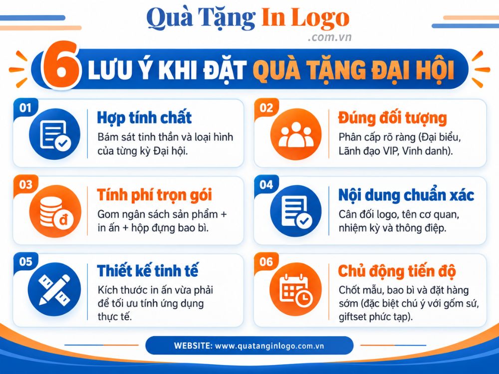 6 lưu ý khi đặt quà tặng đại hội in logo số lượng lớn
