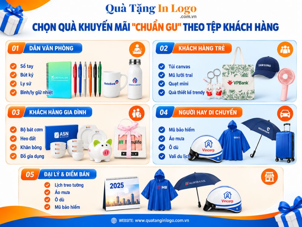 Tư vấn quà tặng khuyến mãi in logo theo nhóm khách hàng