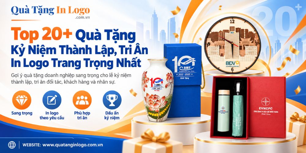 Quà tặng kỷ niệm thành lập, tri ân in logo