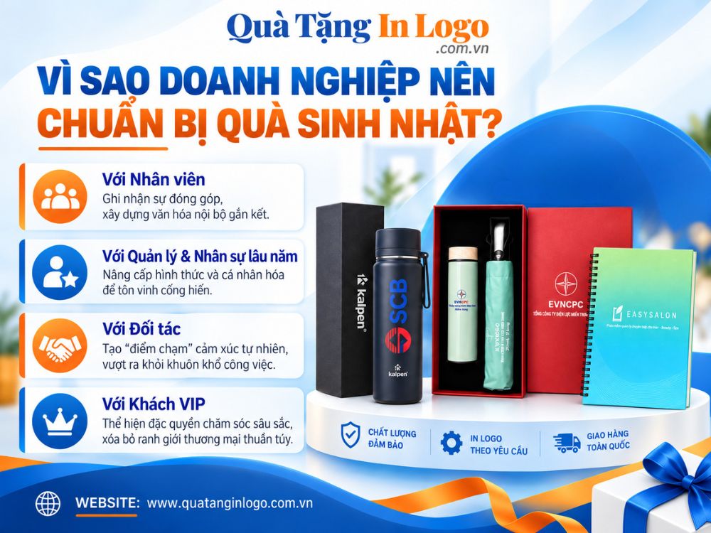 Ý nghĩa quà tặng sinh nhật in logo doanh nghiệp tặng nhân viên, khách hàng